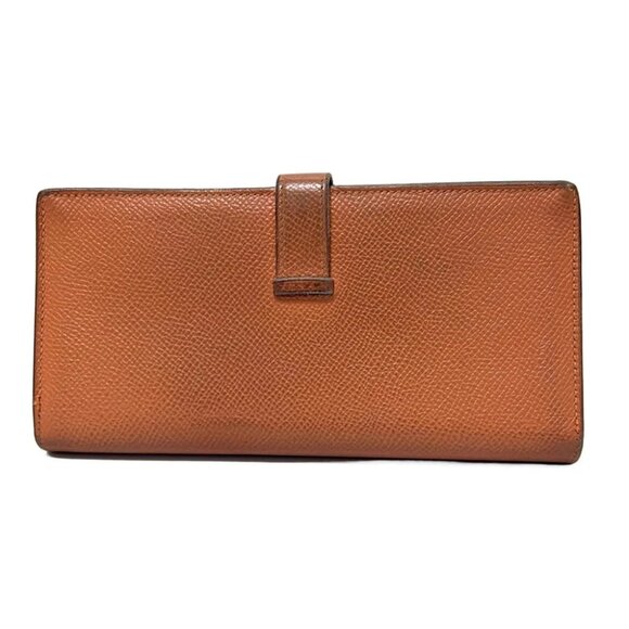 Auth HERMES Bearn Souffle - Orange Veau Epsom Square O Long Wallet - Picture 5 of 6